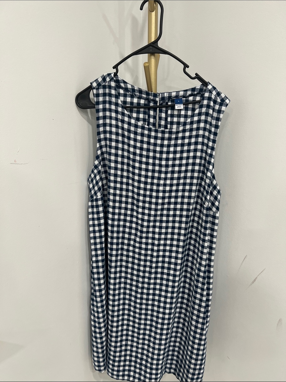 Old Navy Navy and White Gingham Sleeveless Shift Dress